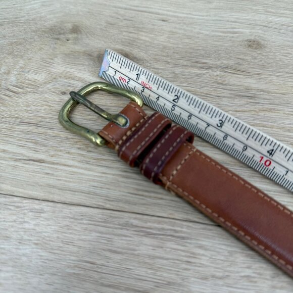 Coach VTG 90s British Tan Leather Harness Belt Size 36 Brass Buckle Brown 1 Inch - Picture 7 of 9